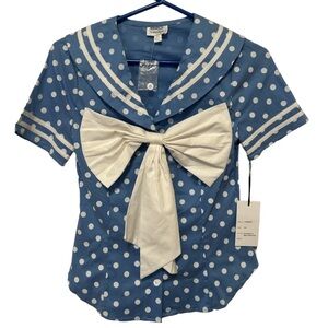 Unique Vintage Polka Dot Bow Sailor Shirt